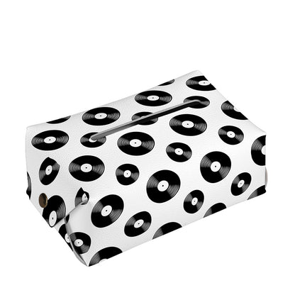 White And Black Vinyl Pattern Print Rectangle Tissue Box Cover