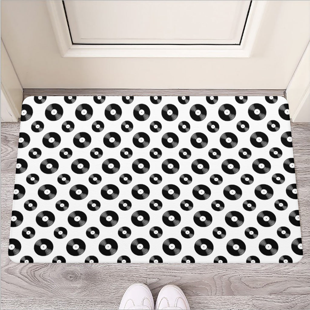 White And Black Vinyl Pattern Print Rubber Doormat