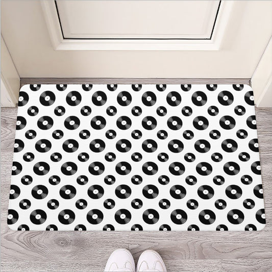 White And Black Vinyl Pattern Print Rubber Doormat