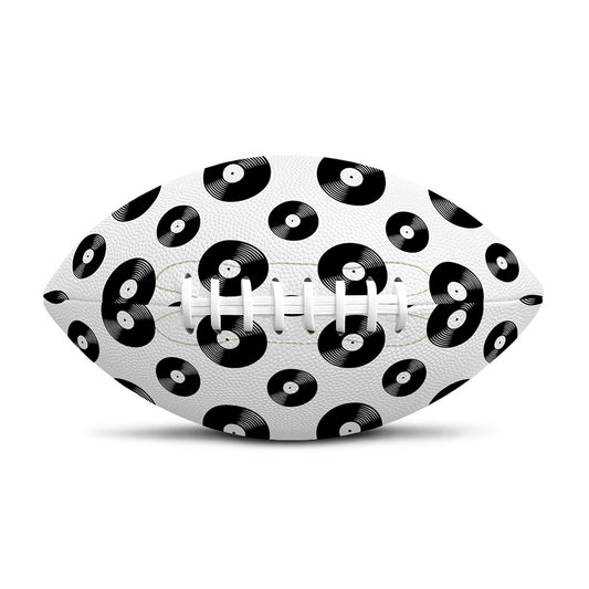White And Black Vinyl Pattern Print Rugby Ball