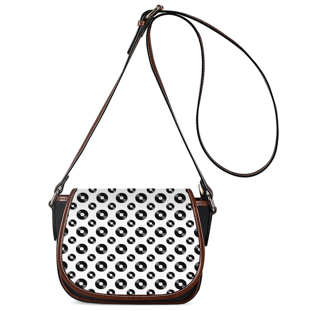 White And Black Vinyl Pattern Print Saddle Bag