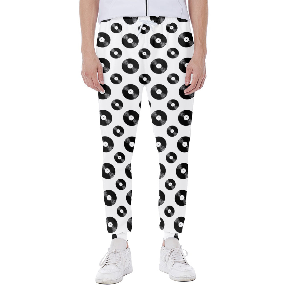 White And Black Vinyl Pattern Print Scuba Joggers