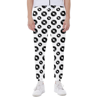 White And Black Vinyl Pattern Print Scuba Joggers