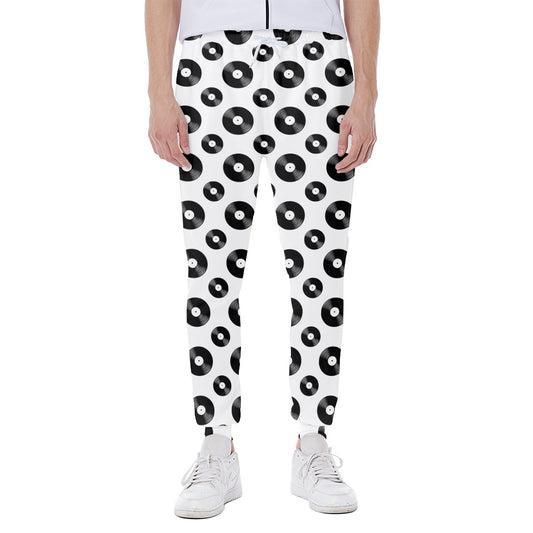 White And Black Vinyl Pattern Print Scuba Joggers
