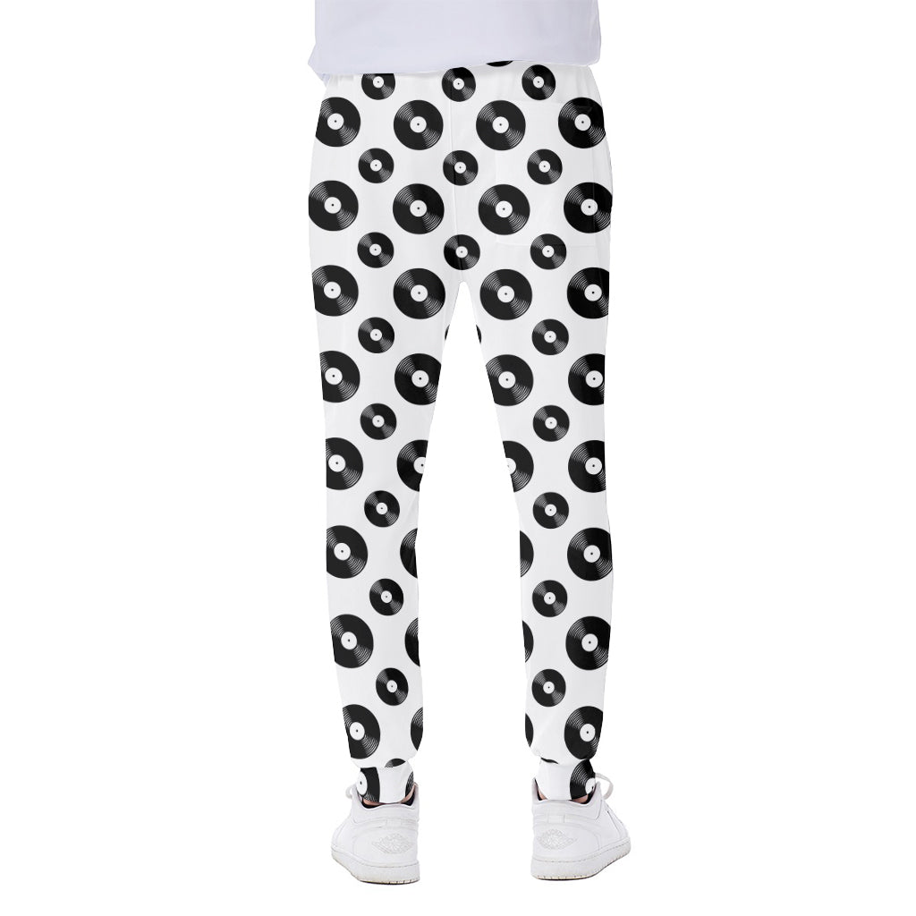 White And Black Vinyl Pattern Print Scuba Joggers