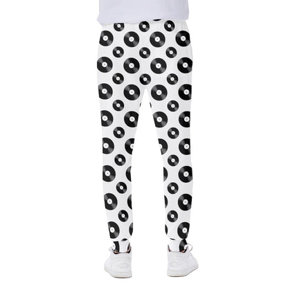 White And Black Vinyl Pattern Print Scuba Joggers
