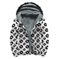 White And Black Vinyl Pattern Print Sherpa Lined Zip Up Hoodie