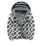 White And Black Vinyl Pattern Print Sherpa Lined Zip Up Hoodie