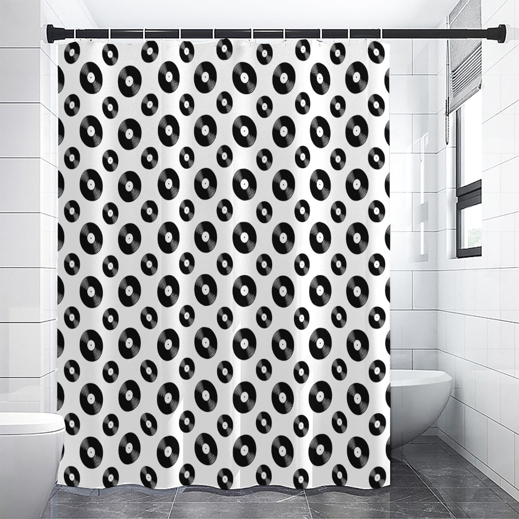White And Black Vinyl Pattern Print Shower Curtain