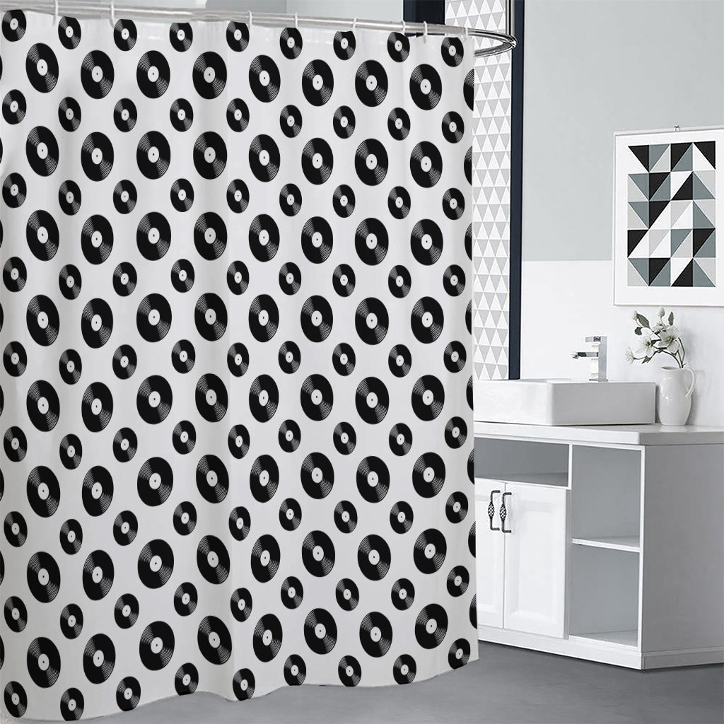 White And Black Vinyl Pattern Print Shower Curtain