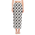 White And Black Vinyl Pattern Print Side Slit Maxi Skirt