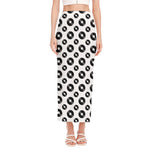 White And Black Vinyl Pattern Print Side Slit Maxi Skirt