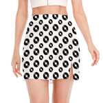 White And Black Vinyl Pattern Print Side Slit Mini Skirt