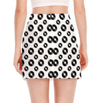White And Black Vinyl Pattern Print Side Slit Mini Skirt