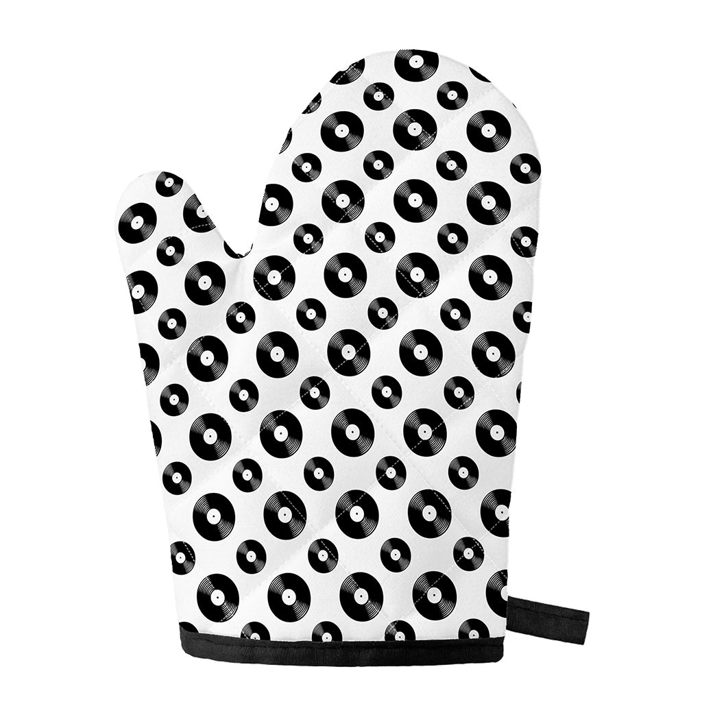 White And Black Vinyl Pattern Print Single Oven Mitt