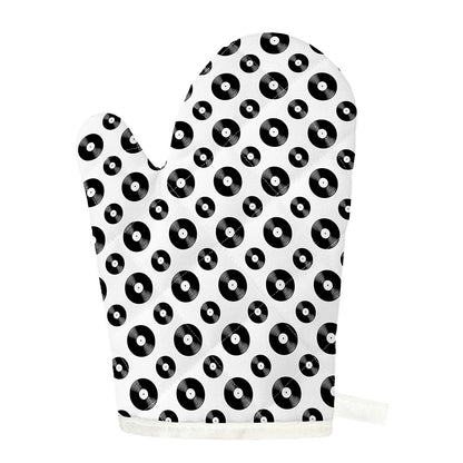 White And Black Vinyl Pattern Print Single Oven Mitt