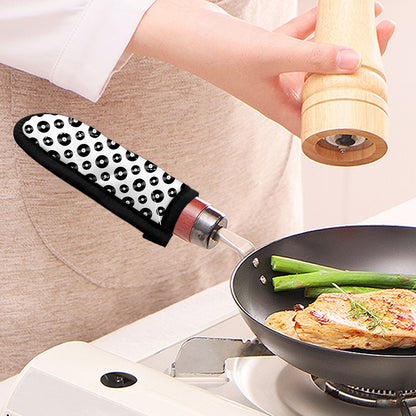 White And Black Vinyl Pattern Print Skillet Handle Cover