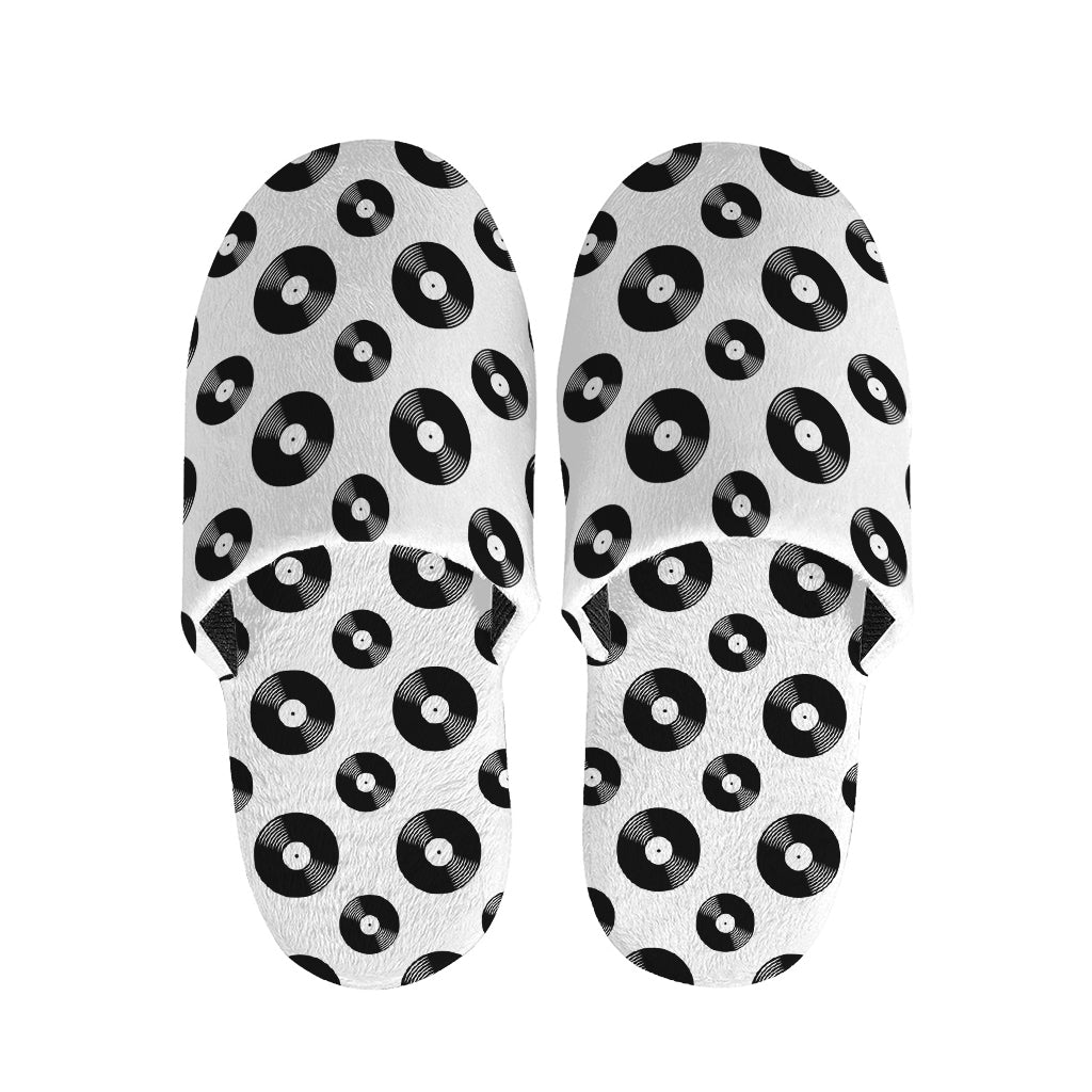 White And Black Vinyl Pattern Print Slippers