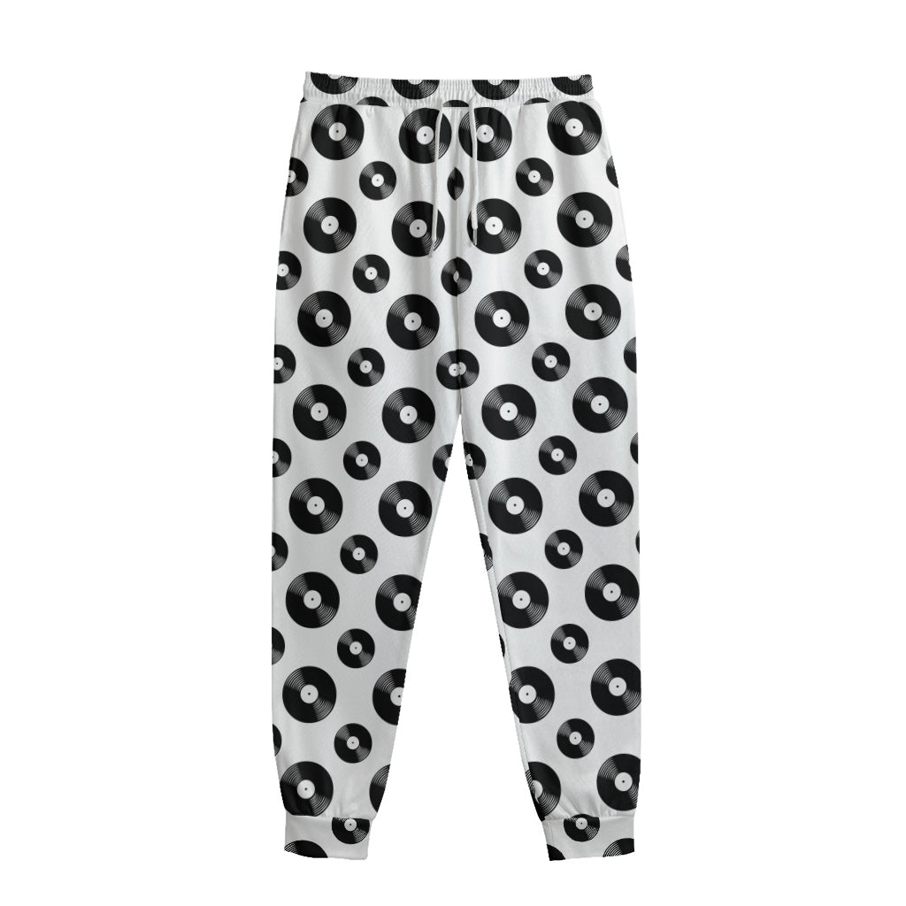 White And Black Vinyl Pattern Print Sweatpants