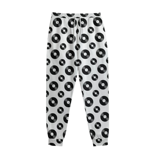 White And Black Vinyl Pattern Print Sweatpants