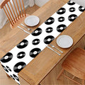 White And Black Vinyl Pattern Print Table Runner