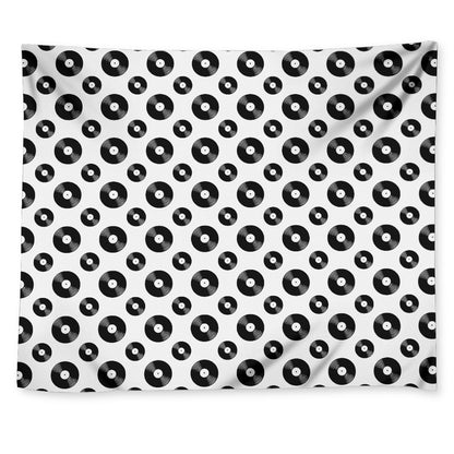 White And Black Vinyl Pattern Print Tapestry