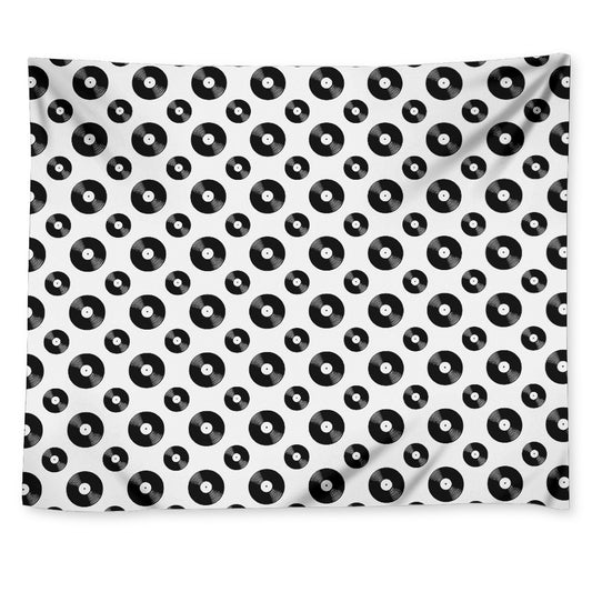 White And Black Vinyl Pattern Print Tapestry