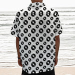 White And Black Vinyl Pattern Print Textured Short Sleeve Shirt