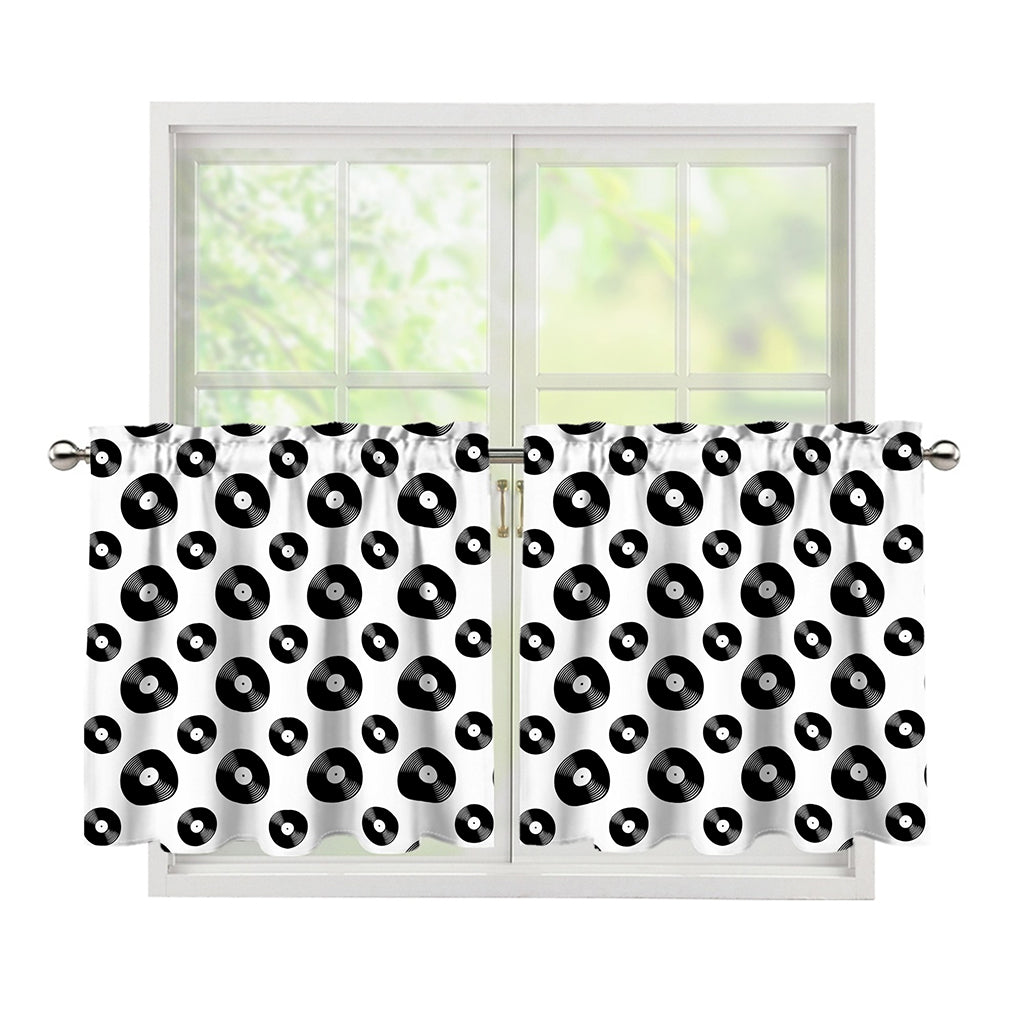 White And Black Vinyl Pattern Print Tier Curtains
