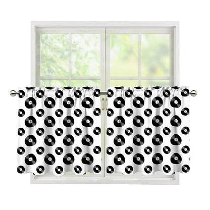 White And Black Vinyl Pattern Print Tier Curtains
