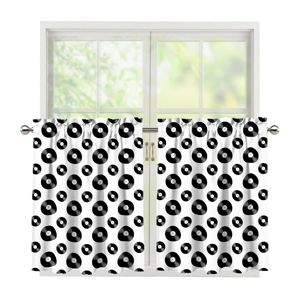 White And Black Vinyl Pattern Print Tier Curtains
