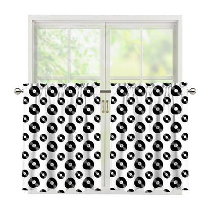 White And Black Vinyl Pattern Print Tier Curtains