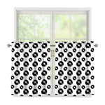 White And Black Vinyl Pattern Print Tier Curtains