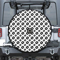 White And Black Vinyl Pattern Print Tire Cover With Camera Hole