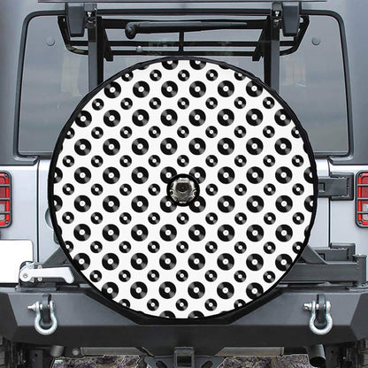 White And Black Vinyl Pattern Print Tire Cover With Camera Hole