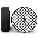 White And Black Vinyl Pattern Print Tire Cover With Camera Hole