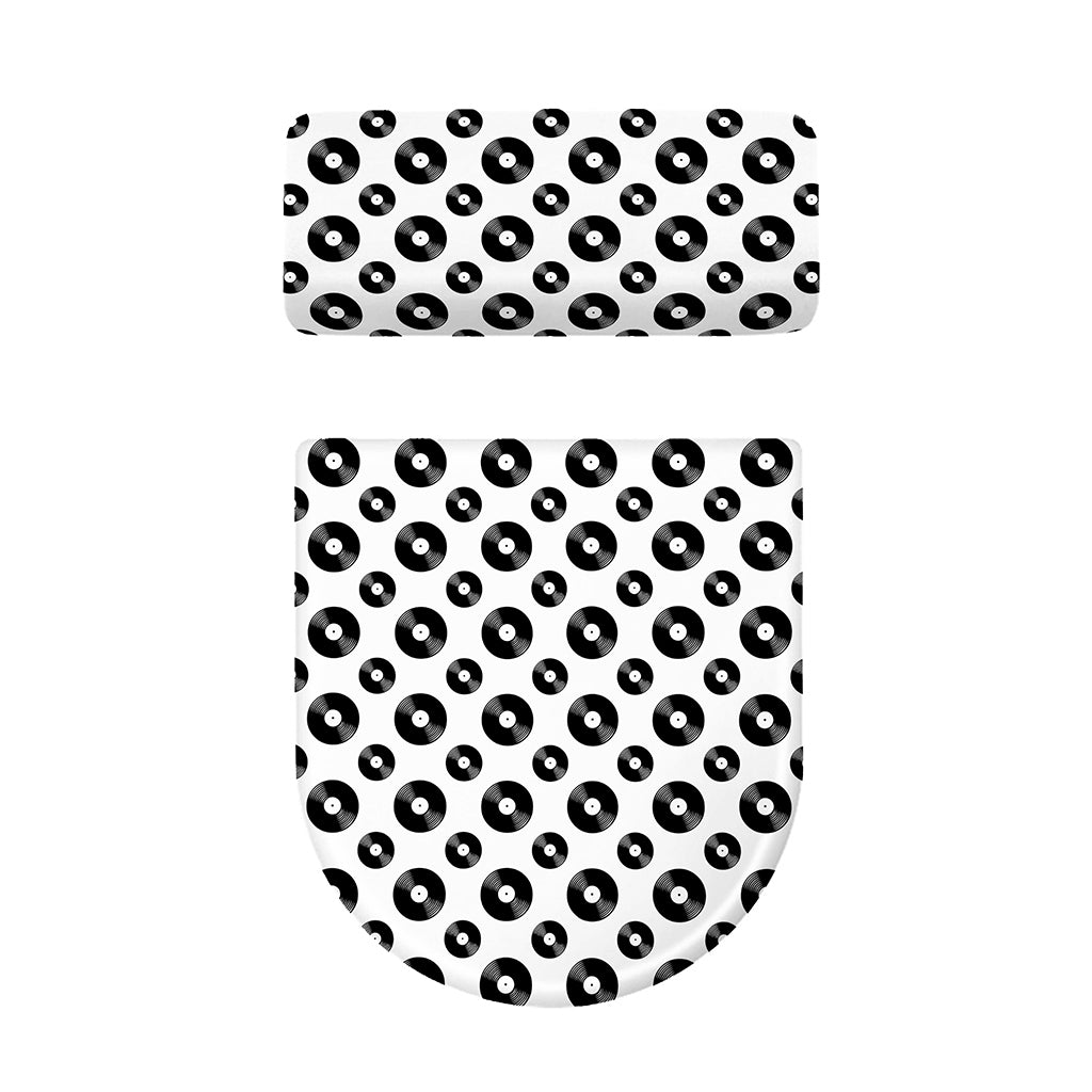 White And Black Vinyl Pattern Print Toilet Lid And Tank Cover Set