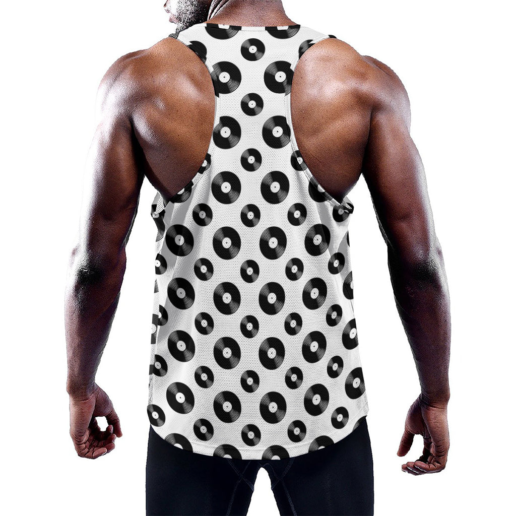 White And Black Vinyl Pattern Print Training Tank Top