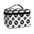 White And Black Vinyl Pattern Print Travel Makeup Bag