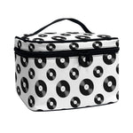 White And Black Vinyl Pattern Print Travel Makeup Bag