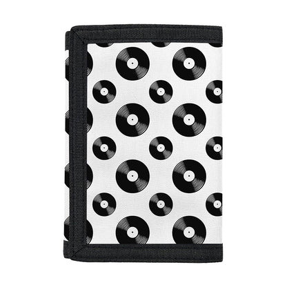 White And Black Vinyl Pattern Print Trifold Wallet