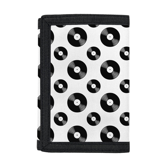 White And Black Vinyl Pattern Print Trifold Wallet