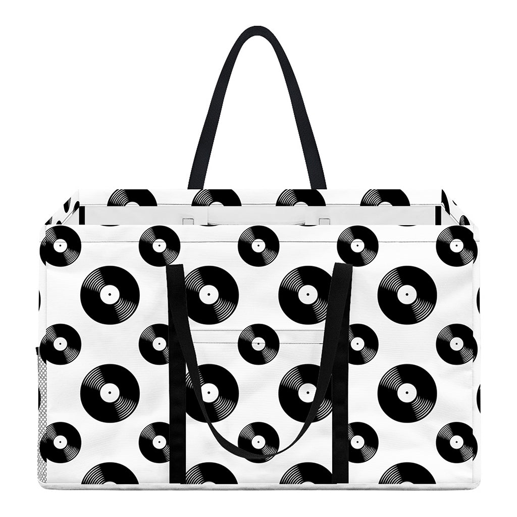 White And Black Vinyl Pattern Print Utility Tote Bag