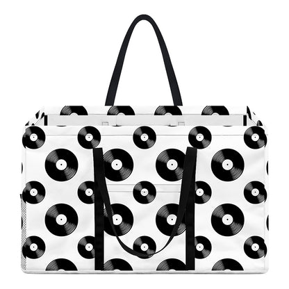 White And Black Vinyl Pattern Print Utility Tote Bag