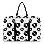 White And Black Vinyl Pattern Print Utility Tote Bag