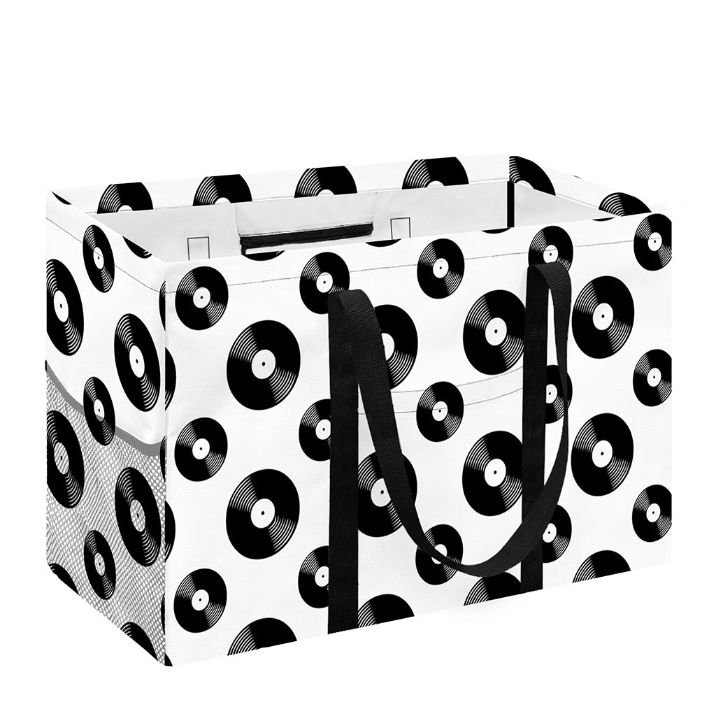 White And Black Vinyl Pattern Print Utility Tote Bag