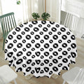 White And Black Vinyl Pattern Print Waterproof Round Tablecloth