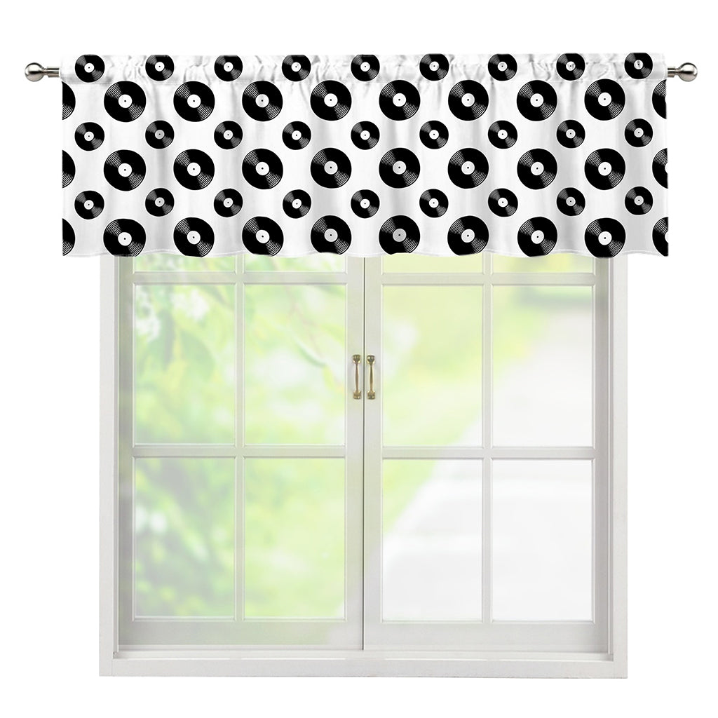 White And Black Vinyl Pattern Print Window Valance