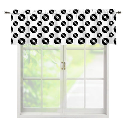 White And Black Vinyl Pattern Print Window Valance
