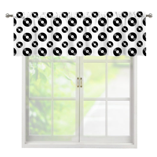 White And Black Vinyl Pattern Print Window Valance
